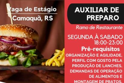 VAGA DE AUXILIAR DE PREPARO!!