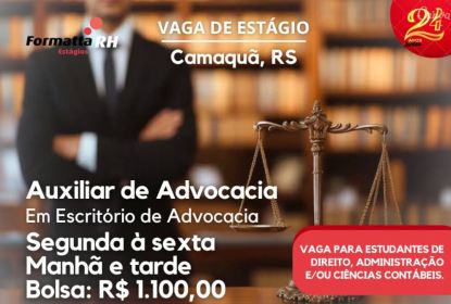 FORMATTA RH: VAGA DE AUXILIAR DE ADVOCACIA 