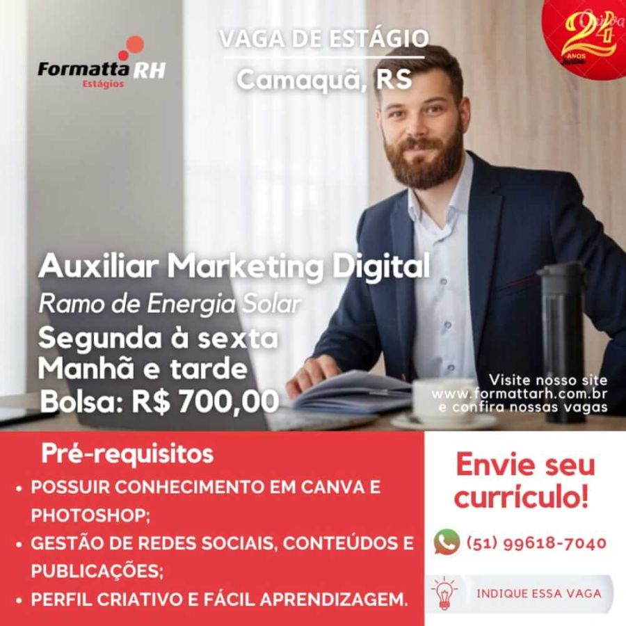 FORMATTA RH OFERTA NOVAS VAGAS DE ESTÁGIO EM CAMAQUÃ