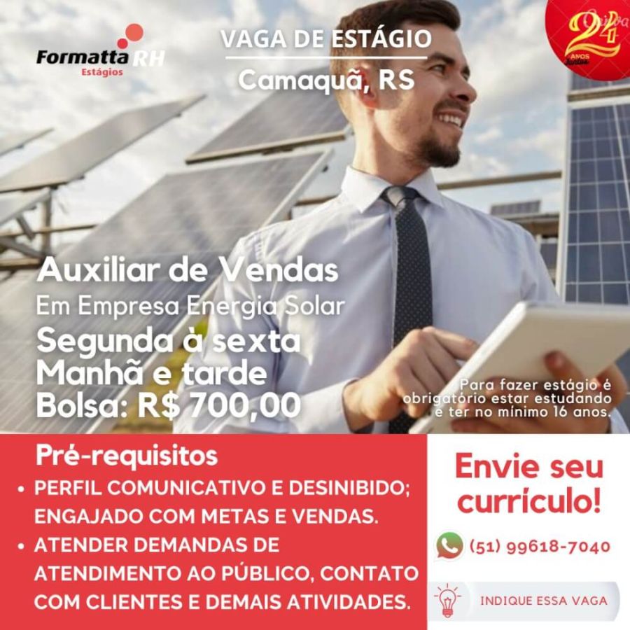 FORMATTA RH OFERTA NOVAS VAGAS DE ESTÁGIO EM CAMAQUÃ