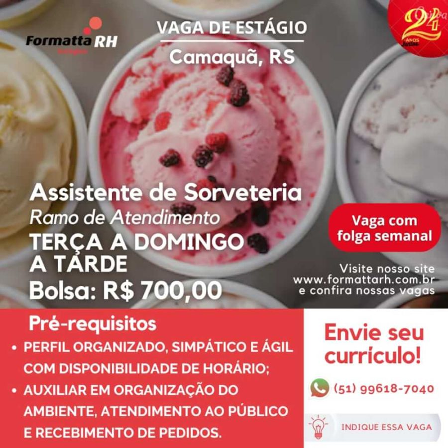 FORMATTA RH OFERTA NOVAS VAGAS DE ESTÁGIO EM CAMAQUÃ