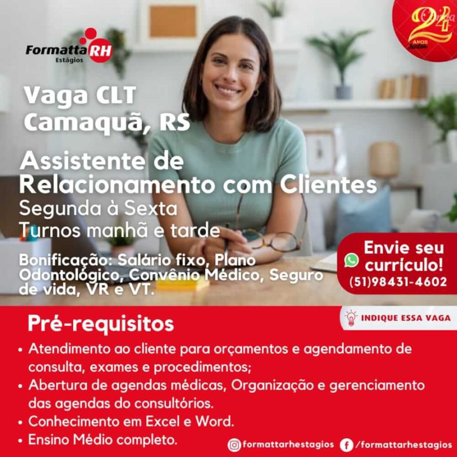 FORMATTA RH: ASSISTENTE DE RELACIONAMENTO COM CLIENTES