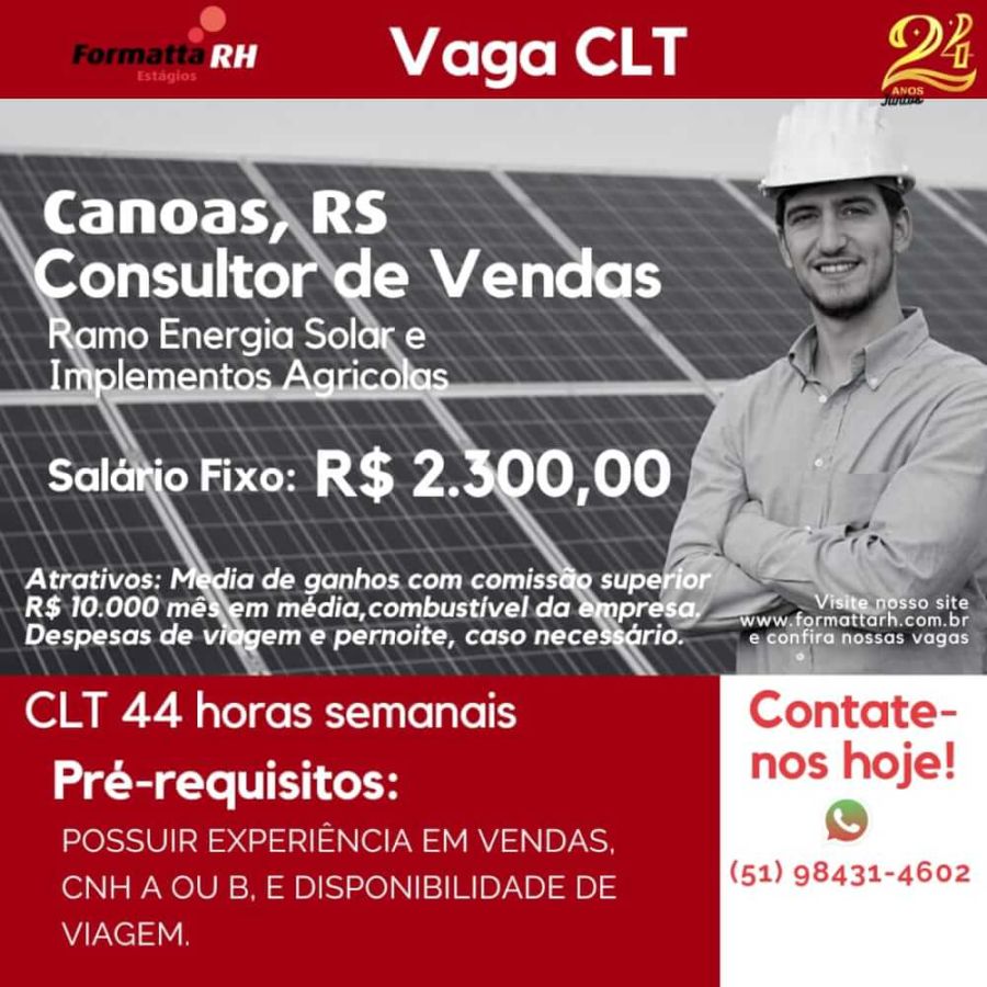 ATENÇÃO: VAGAS CLT PELA FORMATTA RH