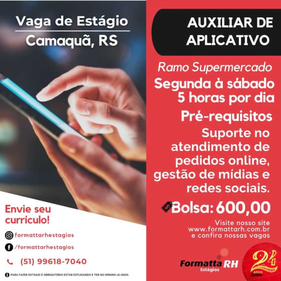 FORMATTA RH: VAGAS DE ESTÁGIO PARA CAMAQUÃ