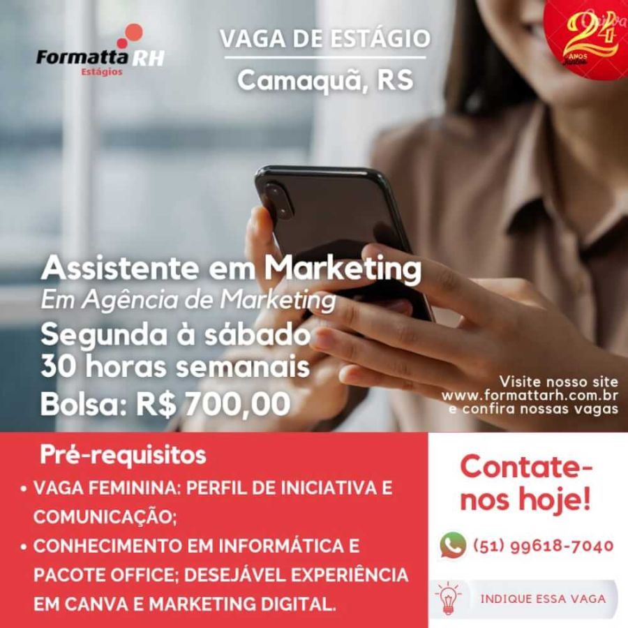 CONFIRA NOSSAS VAGAS DE ESTÁGIO EM MARKETING 