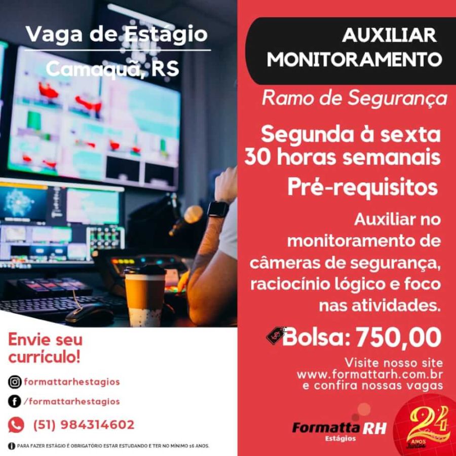 FORMATTA RH OFERTA NOVAS VAGAS DE ESTÁGIO NO MUNICIPIO DE CAMAQUÃ