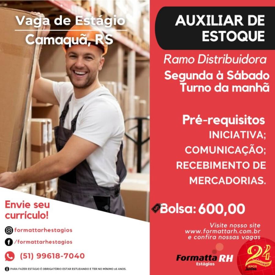 FORMATTA RH OFERTA NOVAS VAGAS DE ESTÁGIO NO MUNICIPIO DE CAMAQUÃ