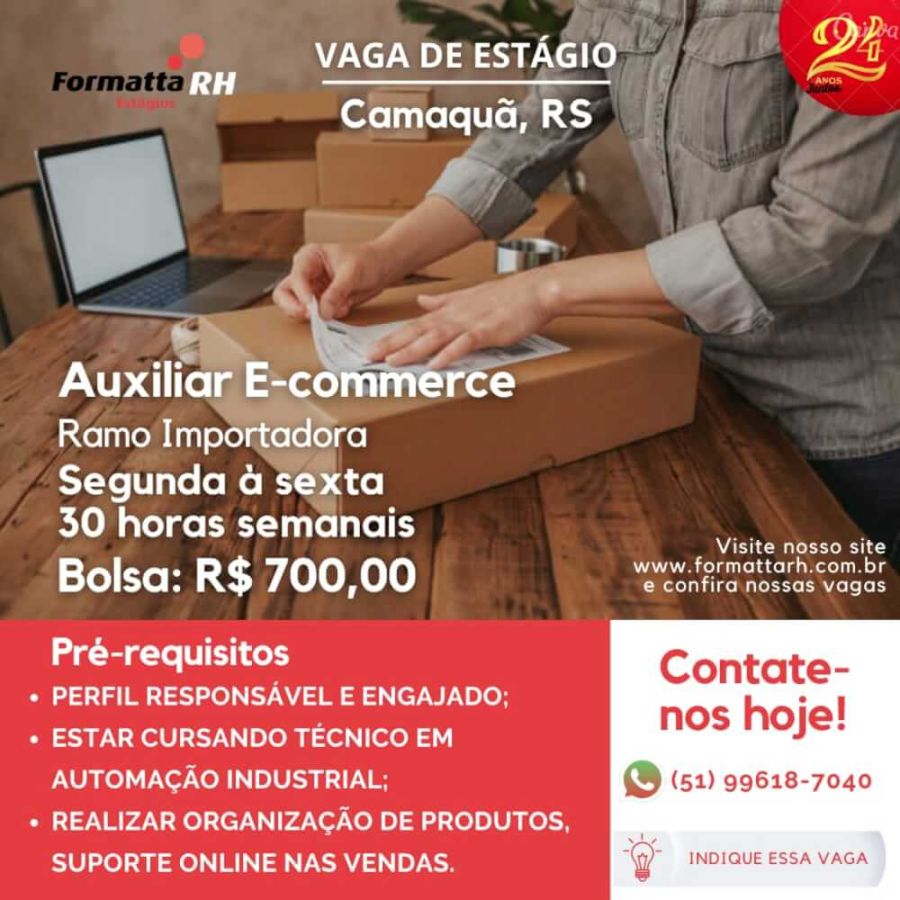 FORMATTA RH OFERTA NOVAS VAGAS DE ESTÁGIO EM CAMAQUÃ