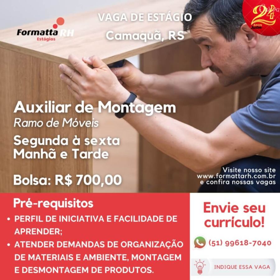 FORMATTA RH OFERTA NOVAS VAGAS DE ESTÁGIO EM CAMAQUÃ