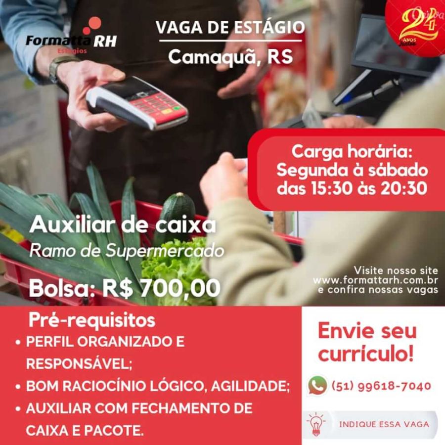 FORMATTA RH OFERTA NOVAS VAGAS DE ESTÁGIO EM CAMAQUÃ