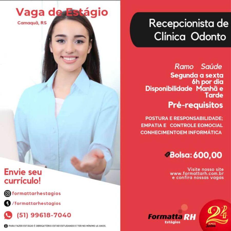 VAGAS DE ESTÁGIO PARA ESSA SEXTA-FEIRA(30/09/22) NA FORMATTA RH NÃO PERCA ESSA OPORTUNIDADE!