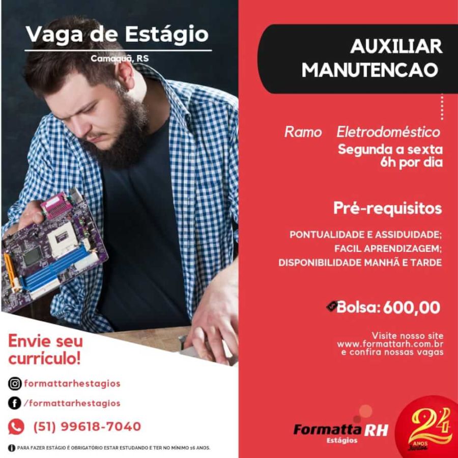 VAGAS DE ESTÁGIO PARA ESSA SEXTA-FEIRA(30/09/22) NA FORMATTA RH NÃO PERCA ESSA OPORTUNIDADE!